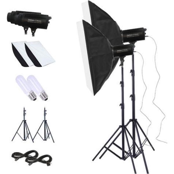 TRIOPO Oubao TTR600W 70x100cm Studio Softbox + Statiefbevestiging + 2x E27 150W Gloeilamp Fotografie Verlichting Sleepstukset