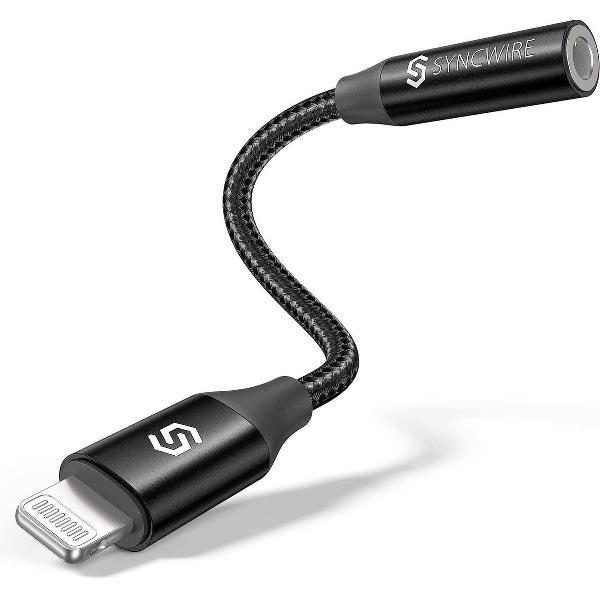 lightning naar jack - ZINAPS iPhone Lightning Jack Adapter [MFI Certified] 10 cm Lightning tot 3,5 mm koptelefoonaansluiting adapter voor iPhone 12/12 Pro Max / 12 mini / SE2 / 11/11 Pro / 11 Pro Max / X / XS Max / XR / 8/7 - Zwart