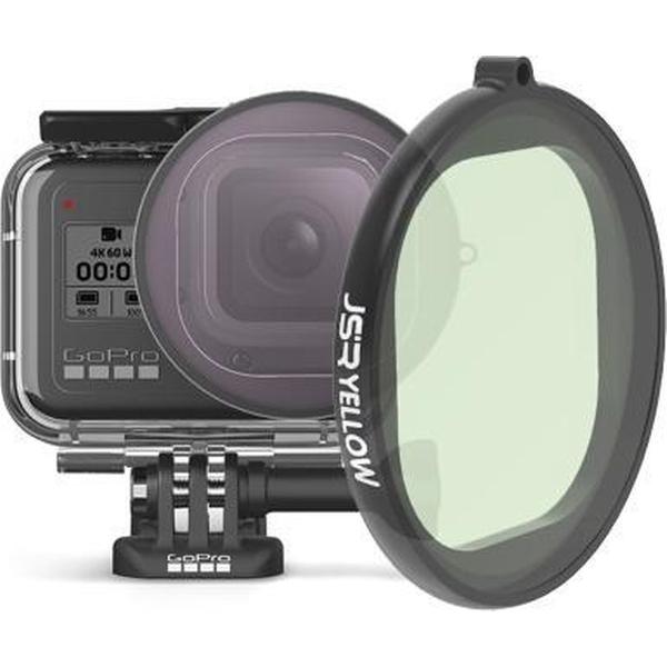 JSR ronde behuizing duiken kleurenlensfilter voor GoPro HERO8 zwart (geel)