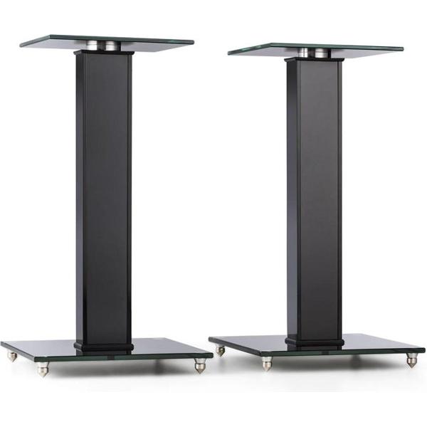 BS-03S-BK set van 2 luidsprekerstandaards aluminium glas MDF kabelkanaal spikes