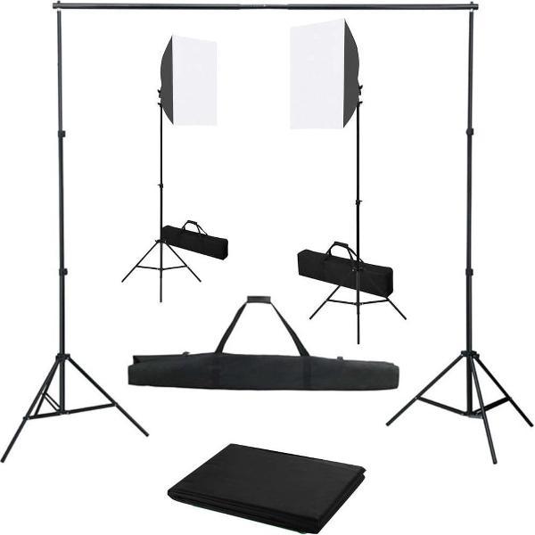 Fotostudio set - Fotografie - Met softboxlampen - En achtergrond - Zwart