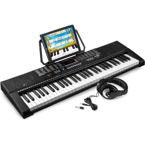 Keyboard met hoofdtelefoon - MAX KB2 keyboard met 61 toetsen, USB, MP3 en trainingsfunctie incl. hoofdtelefoon