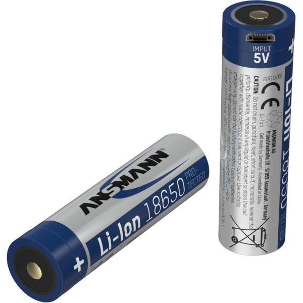 Ansmann 1307-0002 huishoudelijke batterij Oplaadbare batterij 18650 Lithium-Ion (Li-Ion)