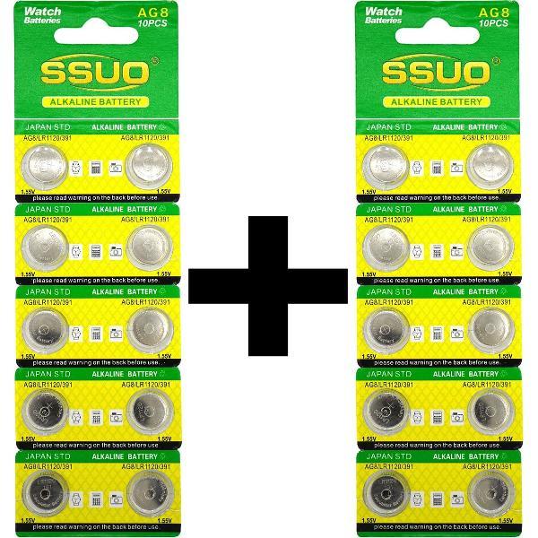 AG8 Knoopcel Batterij 20x - 2 Kaarten van 20 stuks batterijen voor Horloges - 1+1 Gratis