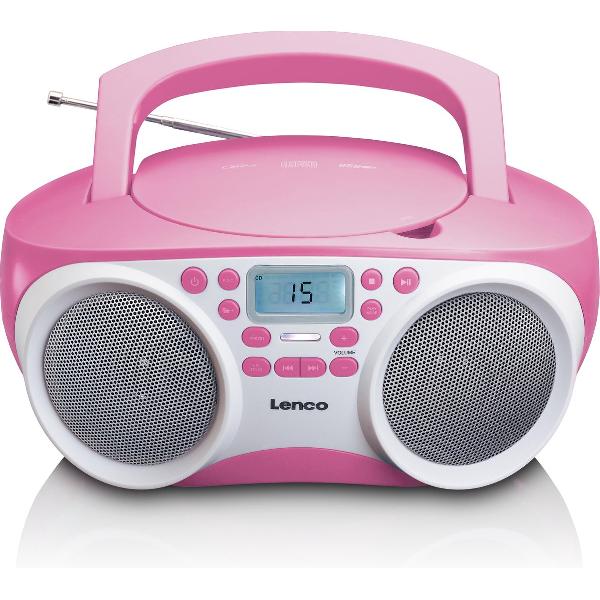 Lenco SCD-200PK - Radio CD Speler met MP3 en USB functie - Roze