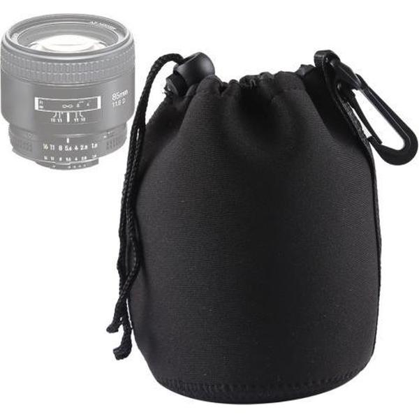 Neopreen SLR-cameralens draagtas Buideltas met karabijnhaak, afmeting: 10x14cm (zwart)