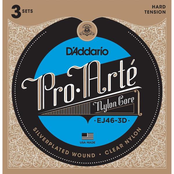 D'Addario EJ46-3D Hard Tension Pro Arte Classical Guitar 3-Pack