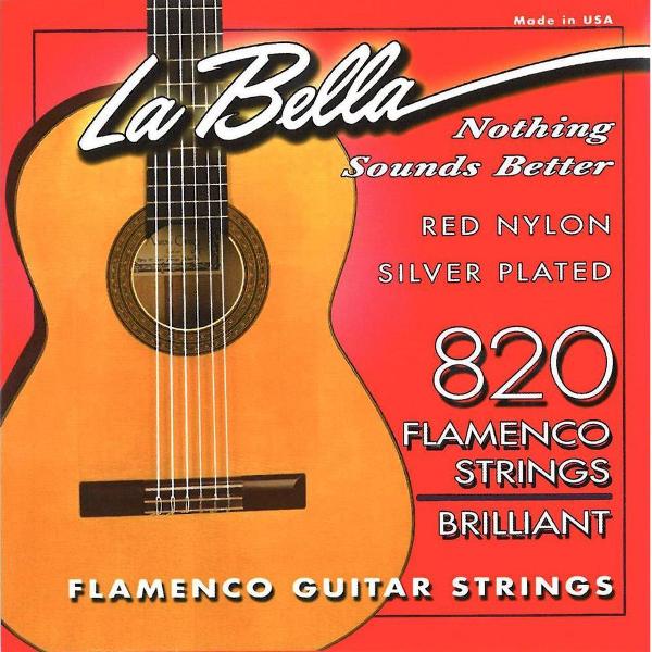 K-Git. snaren La Bella, 820 Flamenco rood Nylon zilver,set