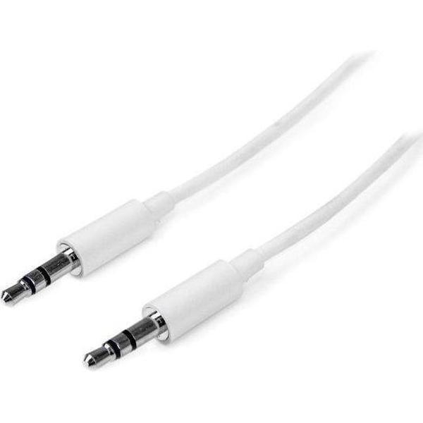 BMPline: 2x 3,5 mm Male Plugen Stereo Audio, Aux, Jack Kabel 2,00 Mtr Wit (Mobiele telefoon)