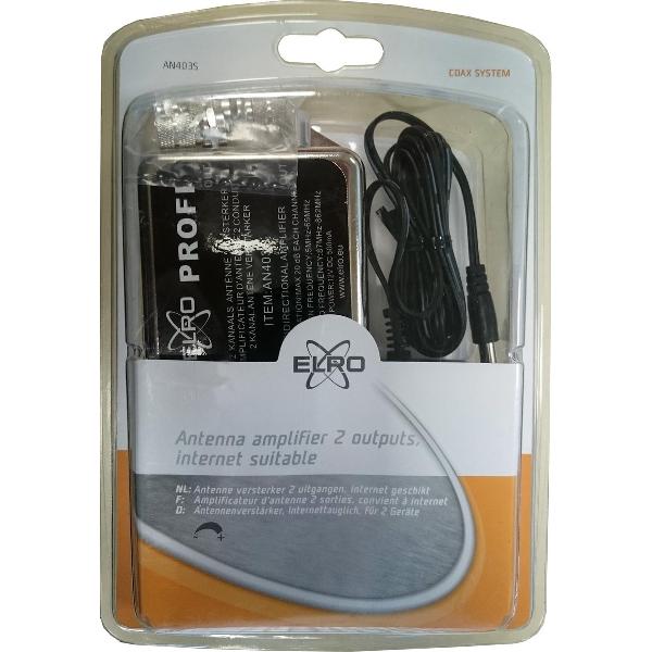 ELRO Profi signaalversterker voor TV en internet met 2 uitgangen