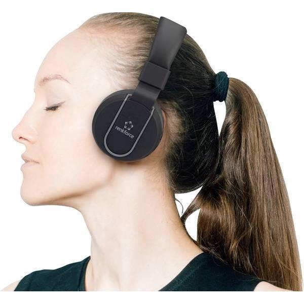Renkforce RF-BTK-100 Bluetooth HiFi Headset stereo On Ear Headset, Vouwbaar Zwart-grijs