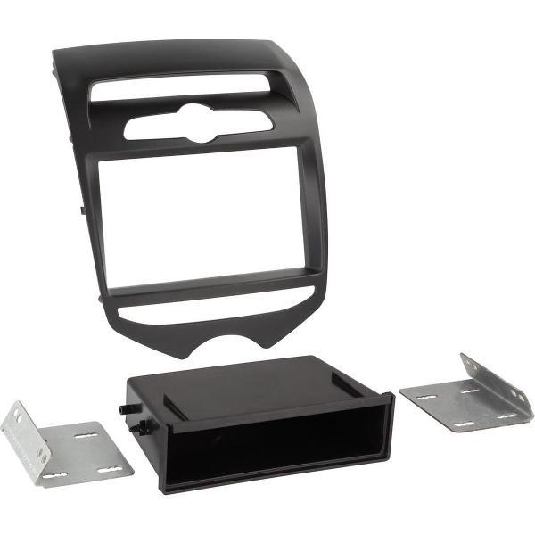 2-DIN Paneel Hyundai iX 20 met pocket voor manual climate control 2010-2017 Kleur: Mat Zwart