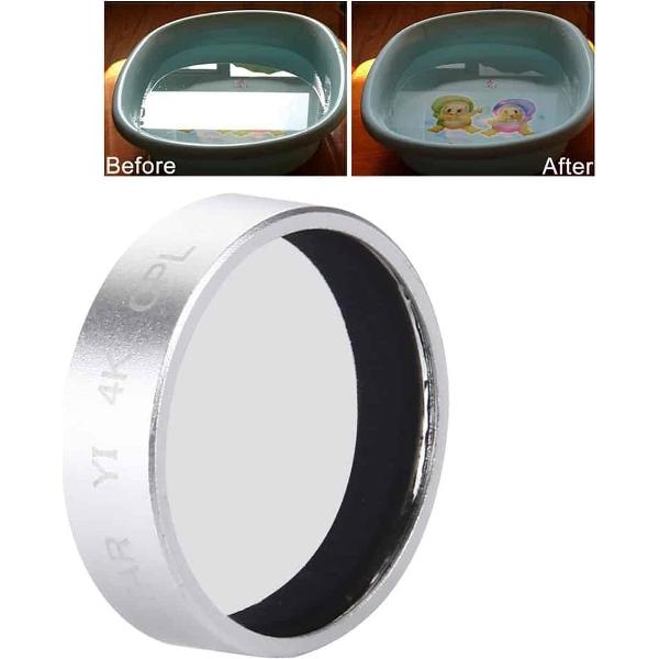 JUNESTAR voor Xiaoyi Xiaoyi Yi II 4K Sport actiecamera Proffesional CPL filter (zilver)