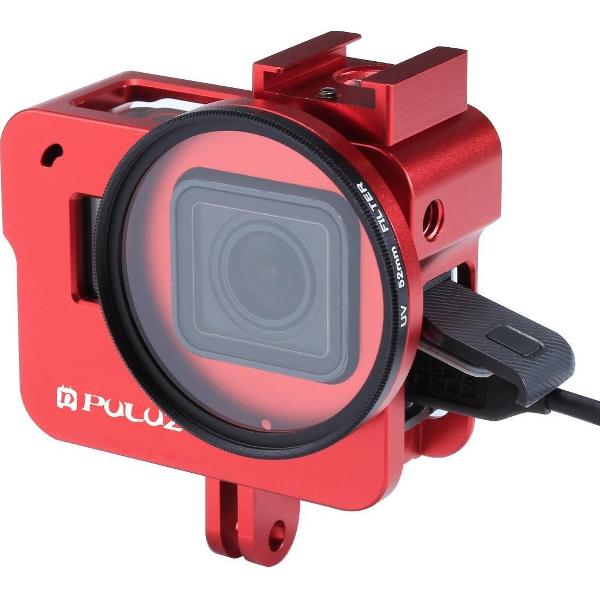 PULUZ behuizing Shell CNC aluminiumlegering beschermkooi met 52 mm UV-lens voor GoPro HERO (2018) / 7 zwart / 6/5 (rood)
