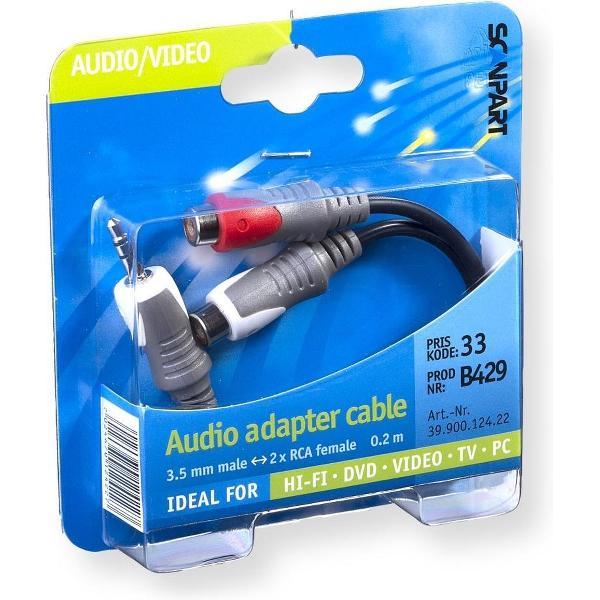 Scanpart Verloopkabel 3.5s(m)-2tulp(f) 0.2m
