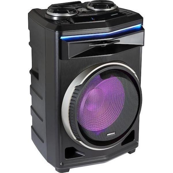 MEDION LIFE P61200 partyluidspreker, draagbaar Bluetooth-geluidssysteem, verschillende lichteffecten, krachtig geluid, telescoopgreep en wieltjes, 350 W max. uitgangsvermogen voor muziek