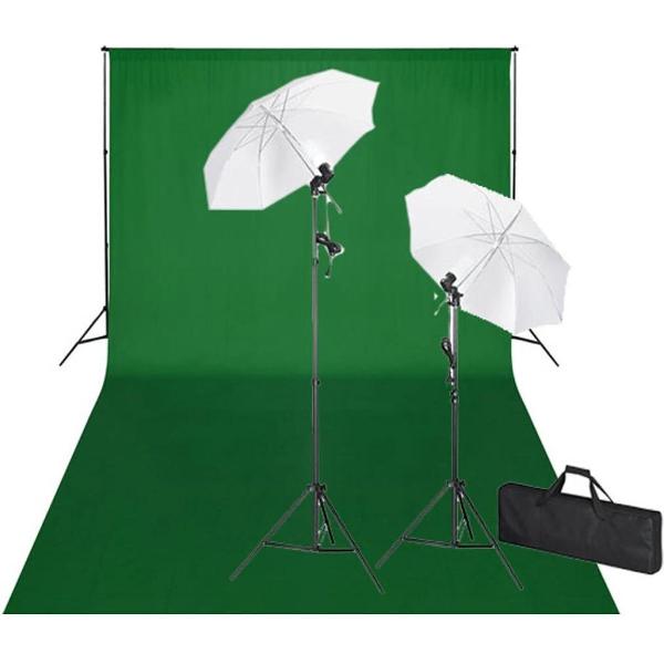 vidaXL Studioset met groene achtergrond en lampen 600x300 cm
