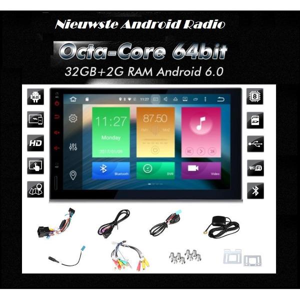 autoradio android inclusief 2-DIN TOYOTA Yaris 2011+ (Universal for Left and Right Wheel) frame Audiovolt 11-170