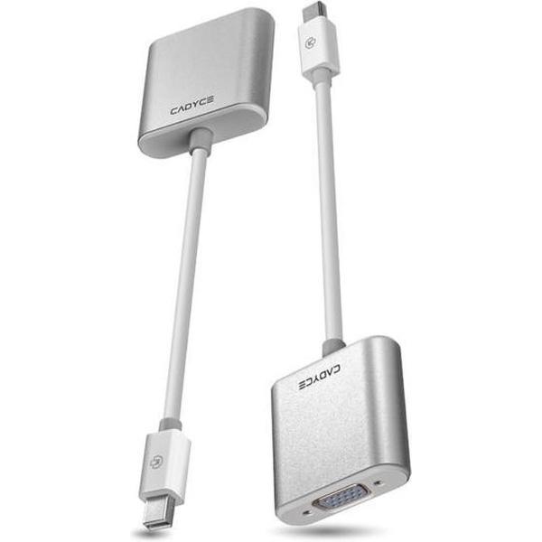 Cadyce Mini DisplayPort to VGA Adapter Full HD Beeldkwaliteit Audio Support Plug & Play Zilver