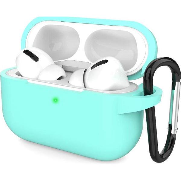 Apple Airpods Pro hoesje - Premium Siliconen beschermhoes met opdruk - 3.0 mm - Licht Blauw