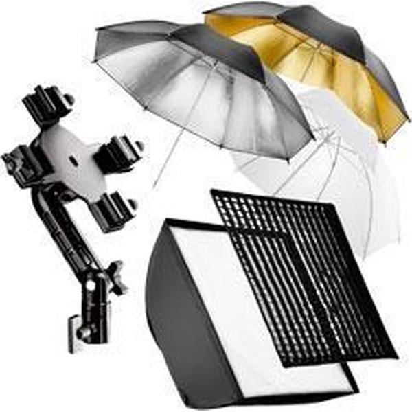 walimex 4-voudige flitshouder incl. softbox en schermset