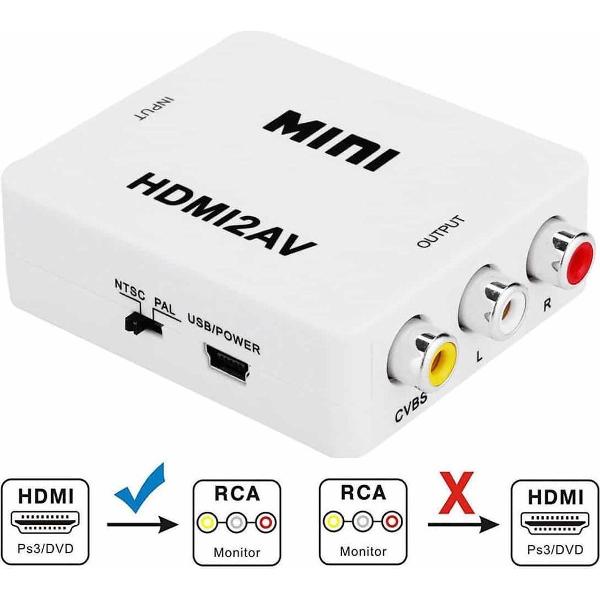 VK-126 MINI HDMI naar CVBS / L + R Audio converter-adapter (scaler) (wit)