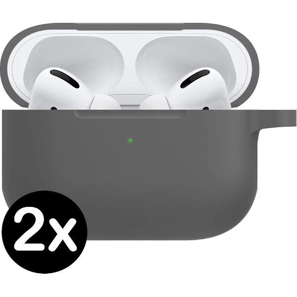 Hoes Voor Apple AirPods Pro Hoesje Siliconen Case - Grijs - 2 PACK