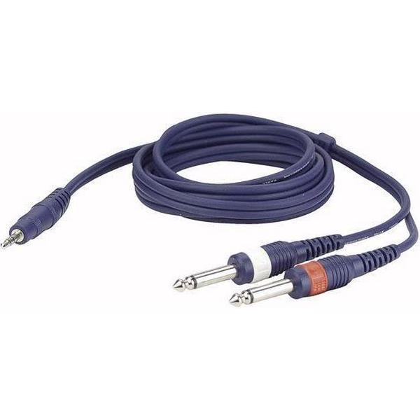 DAP Audio Mini Jack naar 2x Jack Mono Overgangskabel 3m - Mini Jack Stereo naar 2x Mono Jack - 3m