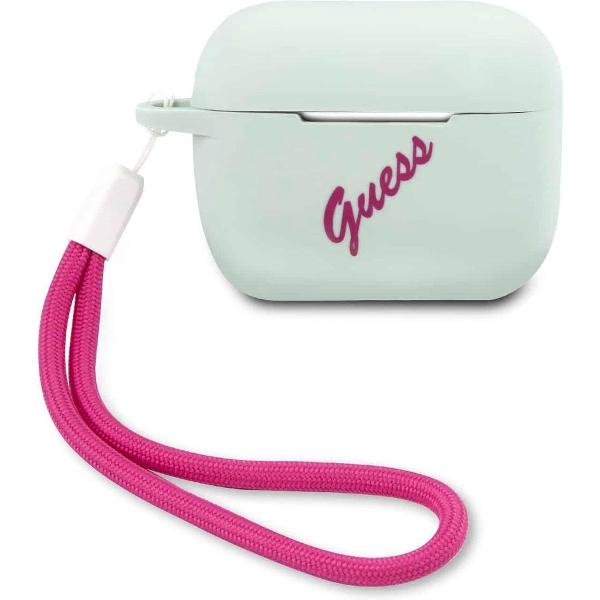 GUESS Vintage Siliconen AirPods Pro Case - Mint Groen