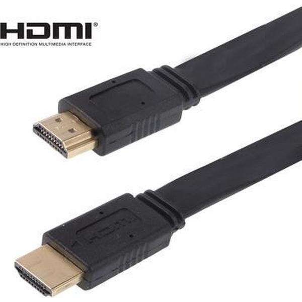 1.5m vergulde HDMI naar HDMI 19Pin platte kabel, 1.4 versie, ondersteuning HD TV / XBOX 360 / PS3 / projector / dvd-speler etc (zwart)