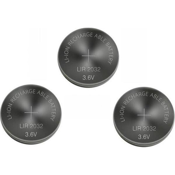 3 Stuks - BSE LIR2032 3.6V 40mAh oplaadbare Li-ion knoopcel batterij