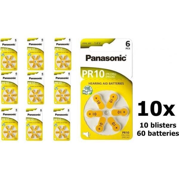 60 Stuks (10 Blister a 6st) Panasonic 10 MF Gehoorapparaat batterijen