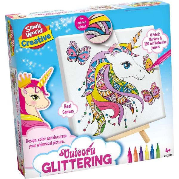 Small World Creative Hobbydoos Glitter Eenhoorn Tekenen + Schildersezel