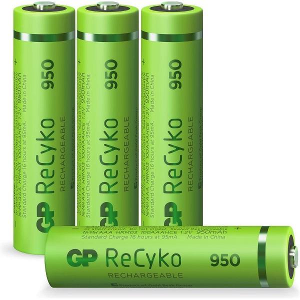 GP ReCyko Rechargeable AAA batterijen (950mAh) - 4 stuks