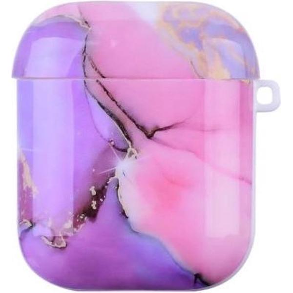 Shieldcase Lovely Lila Marmer Case geschikt voor Airpods Case - lila/roze