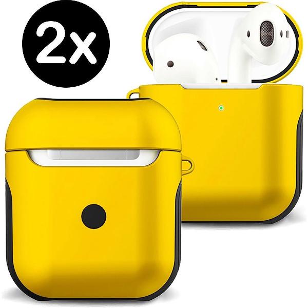 Hoes Voor Apple AirPods 1 Hoesje Case Hard Cover - Geel - 2 PACK