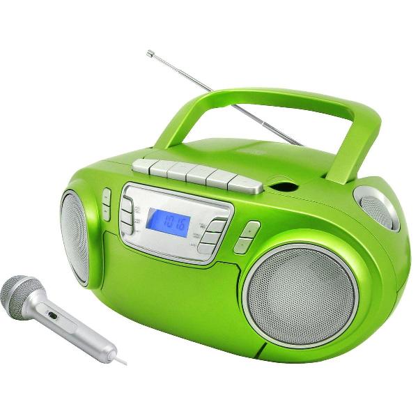 soundmaster SCD5800GR Radio/CD-speler FM FM, USB, Cassette, Radio-opname Incl. microfoon Groen