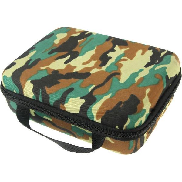 Camouflagepatroon EVA schokbestendig, waterdichte, draagbare hoes voor GoPro NIEUW HERO / HERO6 / 5/4 Session / 4/3 + / 3/2/1, Puluz U6000 en andere accessoires voor sportcamera's, maat: 21cm x 16cm x 6.5cm