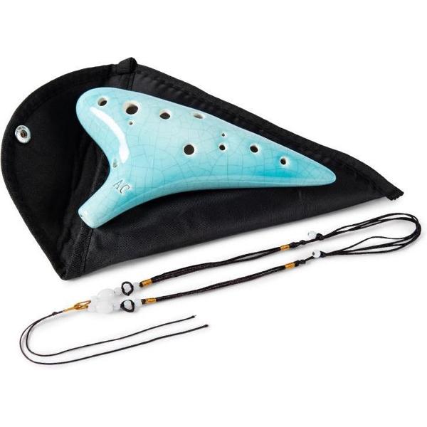 Soundscape 'Cooller' Ceramic 12-Hole Ocarina in C Major - Light Blue + Accessories