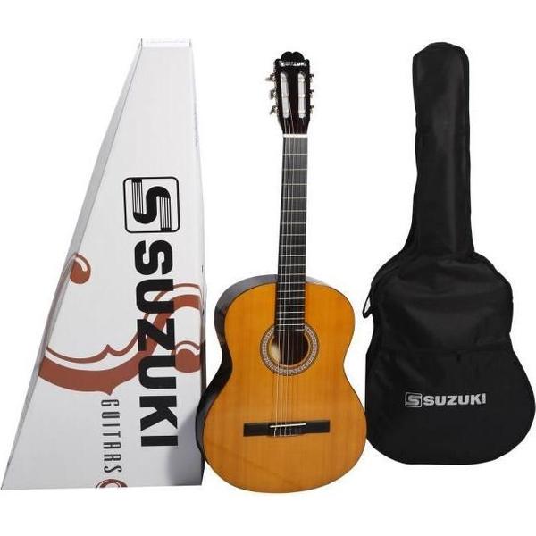 SUZUKI 1/2 klassieke gitaar voor kinderen natuurlijke afwerking met beschermhoes