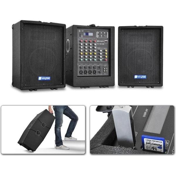 SkyTec Pa-100 Mobiele Geluidset Usb/sd/mp3 2x 300w