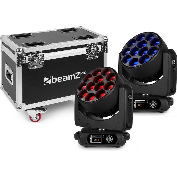 Moving head lichtset - BeamZ MHL1240 moving head 12x 40W LED - 2 stuks in flightcase
