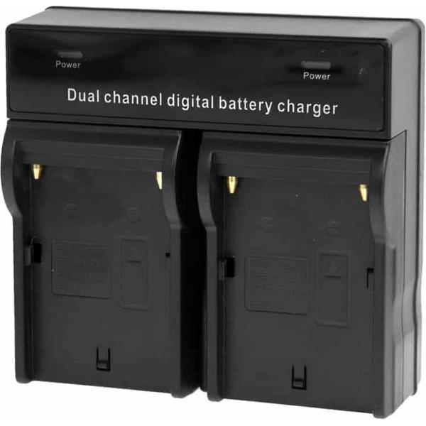 Digitale dual-channel batterijlader voor Sony F550 / F730 / F750 / F960 / F960H, EU-stekker (zwart)