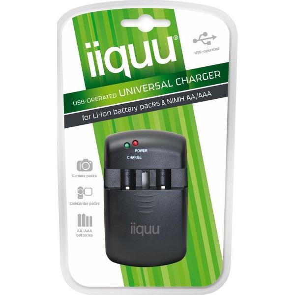 Iiquu universele batterijlader voor cameraaccu's AA / AAA
