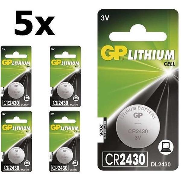 5 Stuks GP CR2430 3v lithium knoopcelbatterij