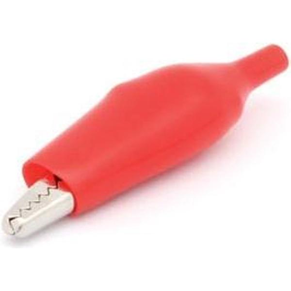 GEISOLEERDE KROKODILLENKLEMMEN MET HULS 44mm - ROOD (CM6R)