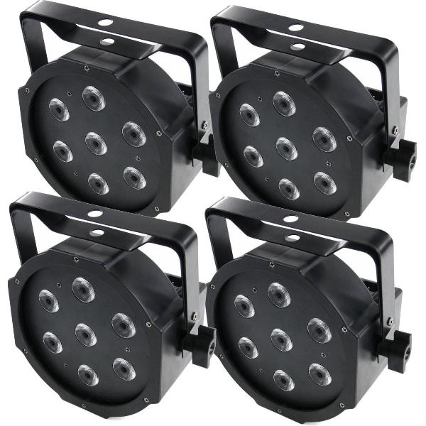 Wanneer u strakke verlichting nodig heeft is deze set iets voor u! De set bestaat uit 4 ComPar 20's van Ayra. Elke armatuur is voorzien van zeven 3-in-1 LEDs met een vermogen van 3 Watt. Middels DMX zijn ze aan te sturen.