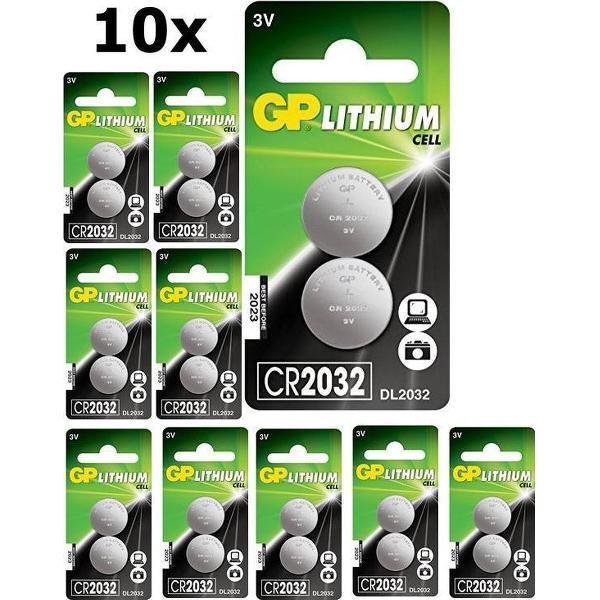 20 Stuks (10 blister a 2st) GP CR2032 210mAh 3V lithium batterij