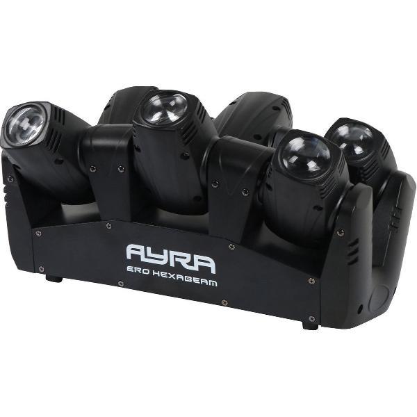 De zes verticaal bewegende koppen van de Ayra ERO Hexabeam zorgen voor creatieve effecten die je publiek zullen verbazen. Hij is zeer uitgebreid te bedienen via DMX, en appelleert daarmee ook aan lichtprofessionals.