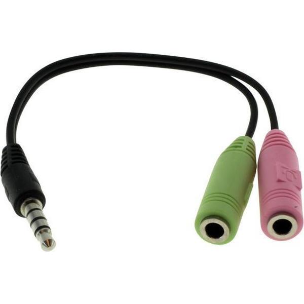 OTB Audio kabel 2 x 3,5 mm Jack Plug naar 3.5mm Stereo Jack (CTIA/AHJ) - 0,15 meter